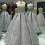 Sparkly Silver Sequin Sweetheart Strapless Ball Gown Prom Dresses,PD00085