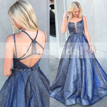 Sparkly Popular Spaghetti Strap With Beading Prom Dresses, PD00090