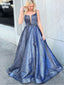 Sparkly Popular Spaghetti Strap With Beading Sash Prom Dresses, PD00090