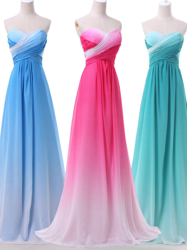 Strapless Sweetheart Gradient Chiffon Cheap Evening Party Bridesmaid Dresses Online,PD0191