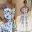 Stunning Floral Beading White V-neck Prom Dresses.PD00216