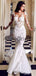 Stunning Lace Applique Illusion Long Sleeve Mermaid With Train Wedding Dresses, AB1552