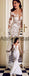Stunning Lace Applique Illusion Long Sleeve Mermaid With Train Wedding Dresses, AB1552