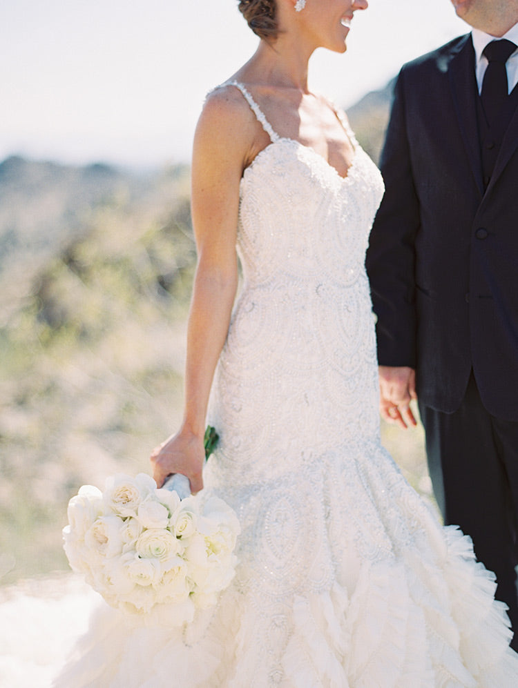 Stunning Lace Bead Ruffles Tulle Spaghetti Strap Wedding Dresses, AB1158