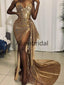 Sweatheart Gold Sparkly Mermaid Sexy Long Prom Dresses, Evening Dress PD1015