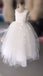 Sweet Ivory Tulle With Appliques Lace Strap Floor Length Flower Girl Dresses, FGS058