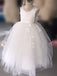 Sweet Ivory Tulle With Appliques Lace Strap Floor Length Flower Girl Dresses, FGS058