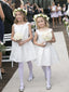 Sweet Off White Satin Short Flower Girl Dresses , FGS115