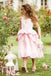 Sweet Pink Lace Unique Ball Gown Spaghetti Straps Flower Girl Dresses, FGS062