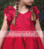 Sweet Red Appliques Tulle Pretty Sleeveless Short Flower Girl Dresses, FGS073