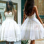 Sweet Strapless Ivory Handmade Flowers Knee Length Homecoming Dresses ,BD00229