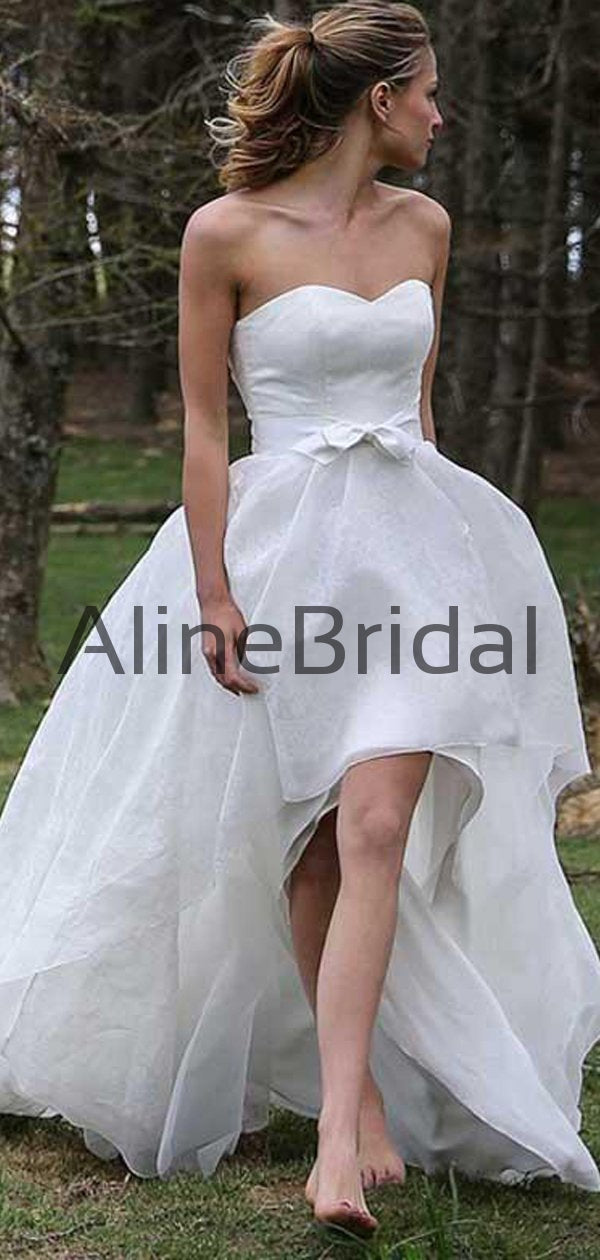 Sweetheart Strapless High Low Lace Chiffon Wedding Dresses, AB1543 AlineBridal Sweetheart Strapless High Low Lace Chiffon Wedding Dresses, AB1543 AlineBridal