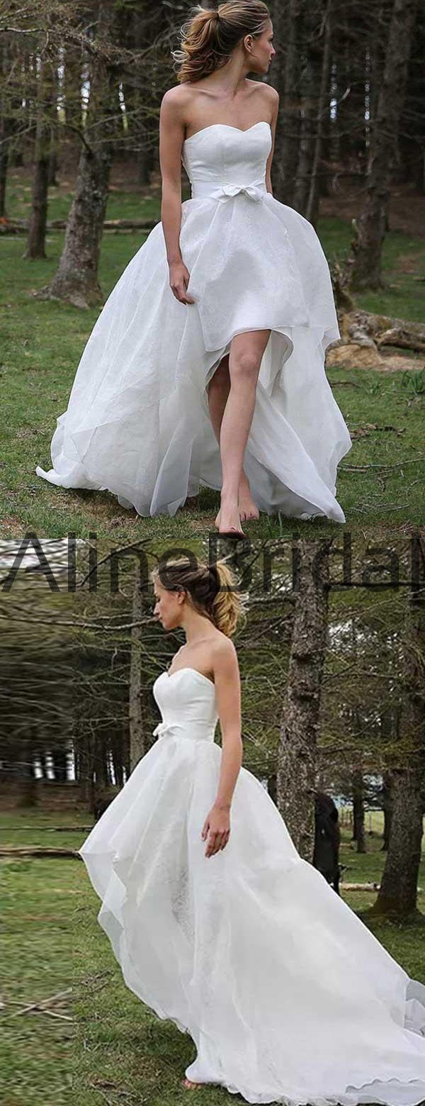 Sweetheart high deals low wedding dresses
