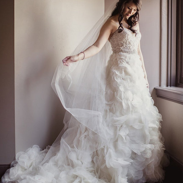 Sweetheart Strapless Ivory Organza Beaded Lace Ball Gown Wedding Dress –  AlineBridal