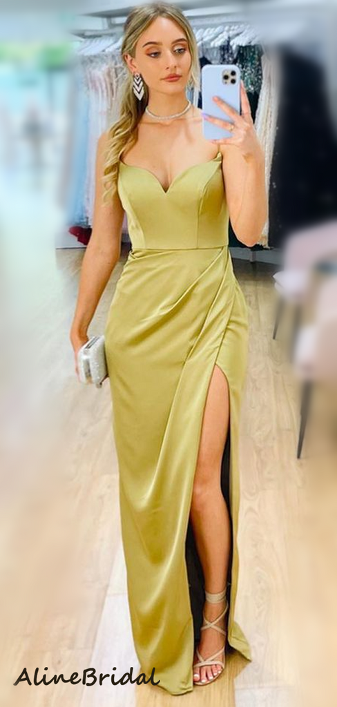 Sweetheart Spaghetti Strap Side Slit Long Prom Dress, PD3026