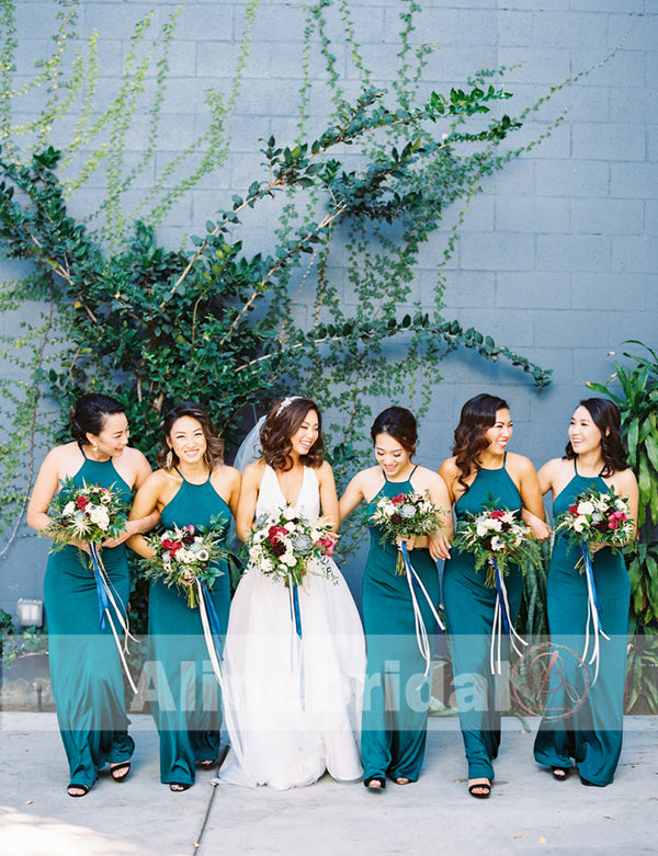 Bright teal bridesmaid dresses shop
