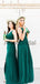 Teal Chiffon Mismatched A-line Long Bridesmaid Dresses, AB4044