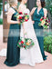 Teal Chiffon Mismatched Halter Sleeveless Simple Bridesmaid Dresses, AB1213
