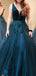 Teal Velvet Beading Tulle Sleeveless Charming Prom Dresses.PD00285