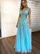 Tiffany Blue Handmade Flower Applique Tulle Charming Prom Dresses ,PD00382
