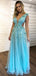 Tiffany Blue Handmade Flower Applique Tulle Charming Prom Dresses ,PD00382