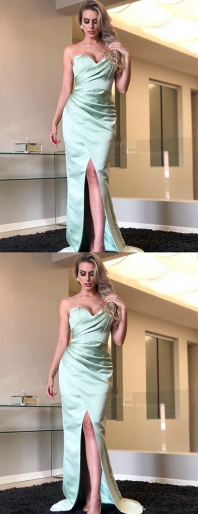 Mint Green Sweetheart Strapless Mermaid Simple Cheap Prom Dresses,PD00300