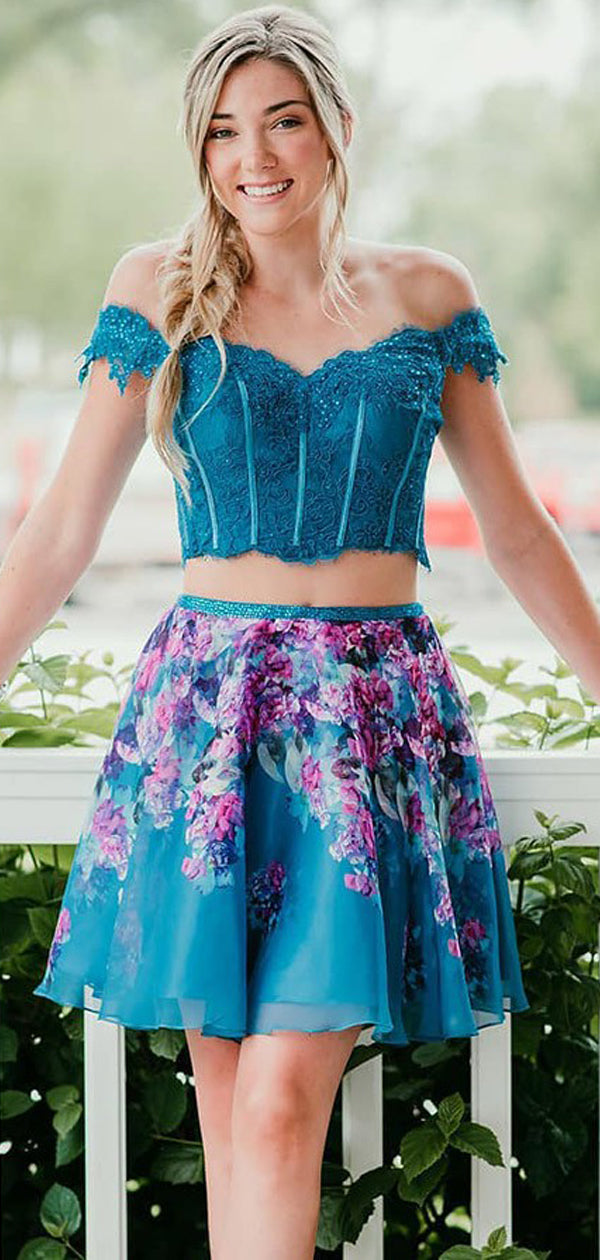 Floral hoco dresses hot sale