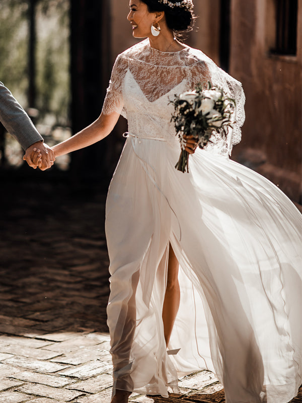 2 piece beach wedding dress Two Convertible Lace Chiffon Dresses, AB1572 – AlineBridal Bohemian Wedding Dress Style Features: Cooling Color:LEOPARD Royal Blue Mother Of
