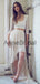 Two Piece Ivory Lace Chiffon High Low Boho Beach Wedding Dresses , AB1534