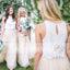 Two Piece Ivory Lace Top Tulle Bottom Country Wedding Bridesmaid Dresses, AB1212