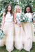Two Piece Ivory Lace Top Tulle Bottom Country Wedding Bridesmaid Dresses, AB1212