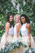 Two Piece Ivory Lace Top Tulle Bottom Country Wedding Bridesmaid Dresses, AB1212