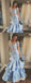 Two Piece Off Shoulder Pale Blue Prom Dresses  ,PD00122