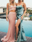 Two Piece Strapless Mermaid Red Cheap Prom Dresses,PD00166