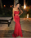 Two Piece Strapless Mermaid Red Cheap Prom Dresses,PD00166