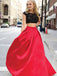 Two Pieces Lace Ball Gown Affordable Red Black Prom Dress ,PD0043