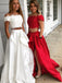 Two piece Off Shoulder High Low Prom Dresses With Pockets For Teens ,PD00103