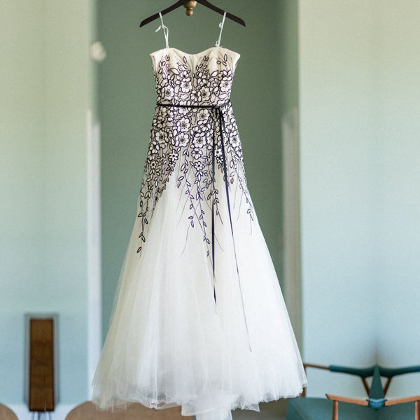Black floral wedding dress hotsell
