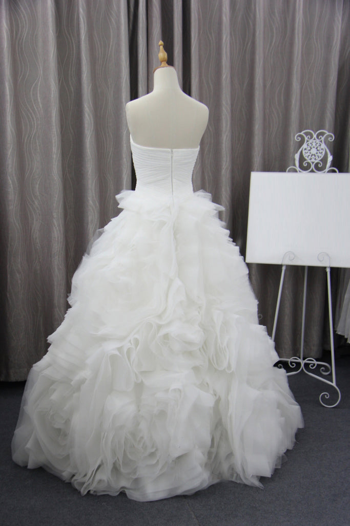 Unique Bubble Organza Sweetheart Strapless Ball Gown Wedding Party Dresses, WD0013