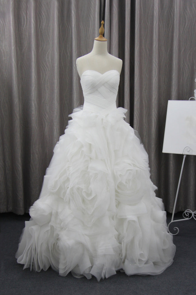 Unique Bubble Organza Sweetheart Strapless Ball Gown Wedding Party Dresses, WD0013