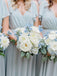 Unique Elegant Sleeveless V-neck Chiffon Light Dusty Blue Long Bridesmaid Dresses, WG12