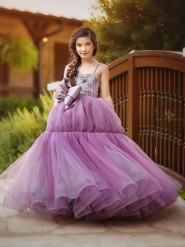 Unique Light Grape Spaghetti Strap Flower Girl Dresses, FGS056 AlineBridal Unique Light Grape Spaghetti Strap Flower Girl Dresses, FGS056 AlineBridal