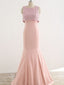 Unique Two Piece Pink Beading Top See Through  Back Mermaid Prom Dresses,PD00065