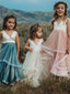 V-neck Ruffles Tulle Sleeveless Country Wedding Flower Girl Dresses, FGS144