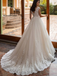 Elegant V-neck Lace Off-shoulder A-line Wedding Dress, WD3010