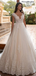 Elegant V-neck Lace Off-shoulder A-line Wedding Dress, WD3010