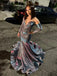 V-Neck Long Sleeves Prom Dress , Mermiad Prom Dress PD1052