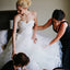 Vintage Ivory Satin Tulle Sweetheart Strapless Ball Gown Wedding Dresses, AB1167