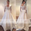 Vintage Lace Top Ivory Satin Long Sleeves Wedding Dresses With Pockets, AB1151