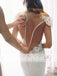 Vintage Off Shoulder See Through Illusion Back Mermaid Wedding Dresses, AB1162